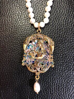 Genuine Cultured Pearl Necklace Greek Goddess Amphitrite Mythological Sea OOAK